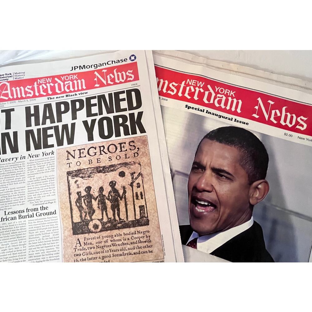 Lot of 2 New York Amsterdam News Obama Inauguration & Slavery in NY Issues